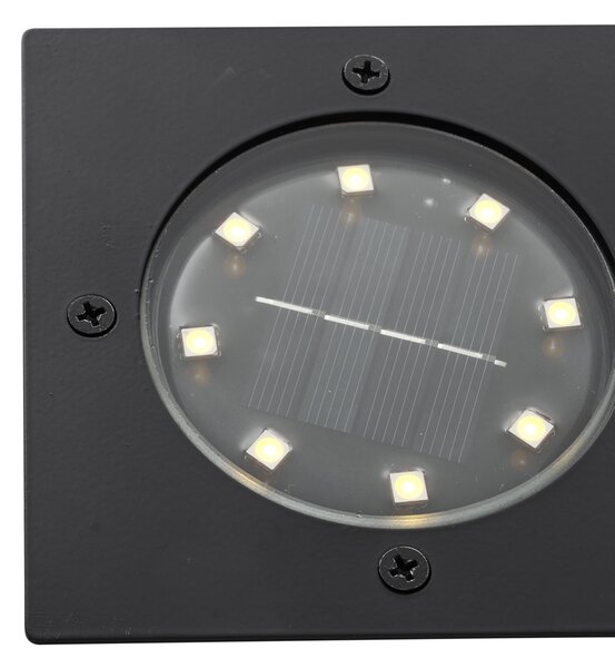 Set di 6 faretti da terra neri quadrati con LED IP65 solari - Terry