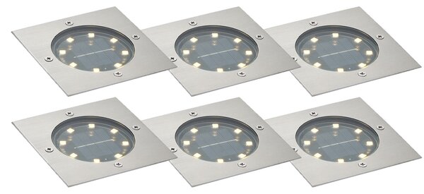 Set di 6 faretti da terra quadrati in alluminio con LED IP65 solari - Terry