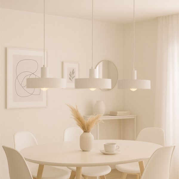 Lampadario a sospensione ARCANE con cavo 3xE27/60W/230V bianco