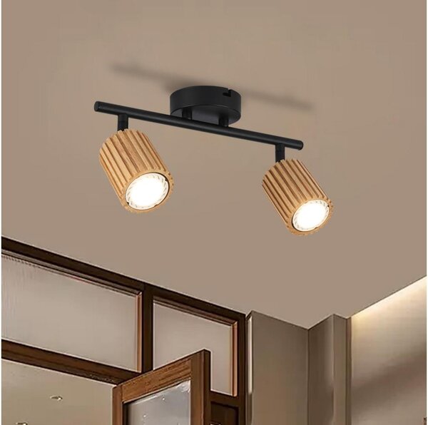 Brilagi - Faretto MODERN WOOD 2xGU10/8W/230V legno/nero