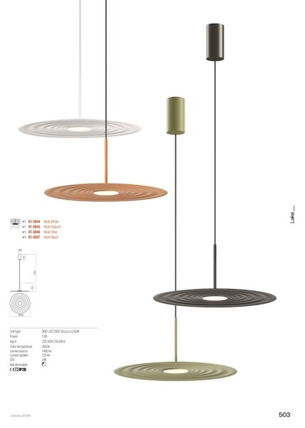 Redo 01-3046 - Lampadario LED a sospensione con cavo LAKE LED/13W/230V CRI 90 diam. 50 cm verde