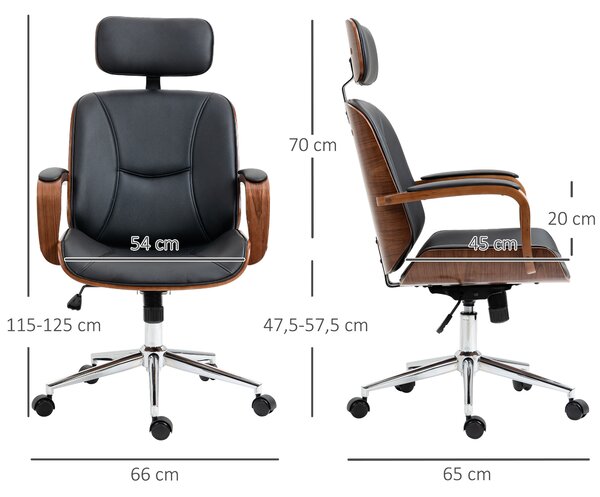 Vinsetto Sedia da Ufficio Ergonomica con Schienale Alto e Poggiatesta Rimovibile per Home-Office Nero | Aosom Italy