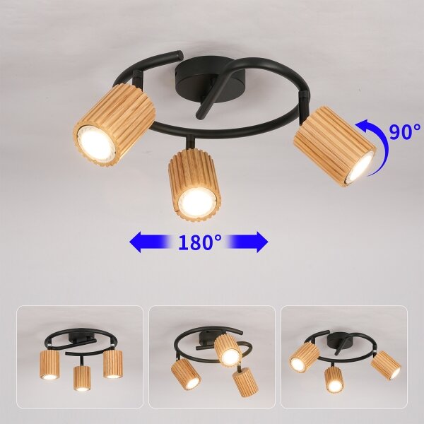 Brilagi - Faretto MODERN WOOD 3xGU10/8W/230V legno/nero