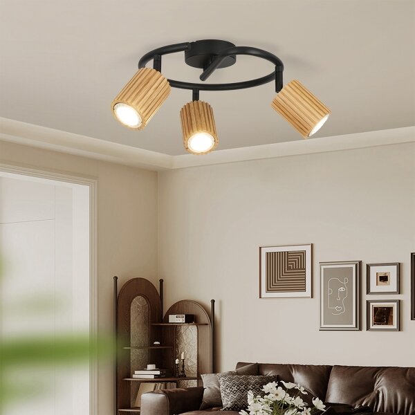 Brilagi - Faretto MODERN WOOD 3xGU10/8W/230V legno/nero
