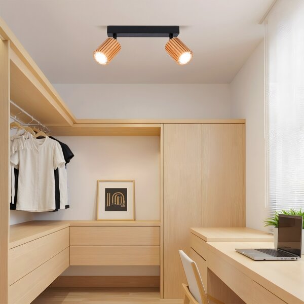 Brilagi - Faretto MODERN WOOD 2xGU10/8W/230V legno/nero