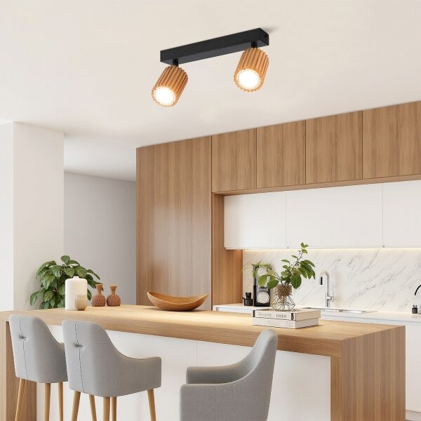 Brilagi - Faretto MODERN WOOD 2xGU10/8W/230V legno/nero