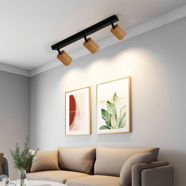 Brilagi - Faretto MODERN WOOD 3xGU10/8W/230V legno/nero