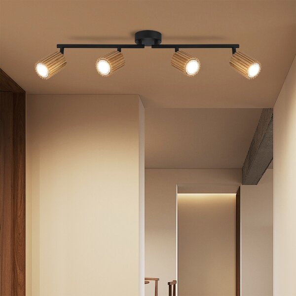 Brilagi - Faretto MODERN WOOD 4xGU10/8W/230V legno/nero