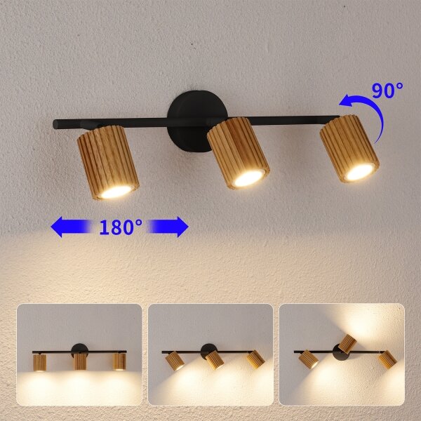 Brilagi - Faretto MODERN WOOD 3xGU10/8W/230V legno/nero