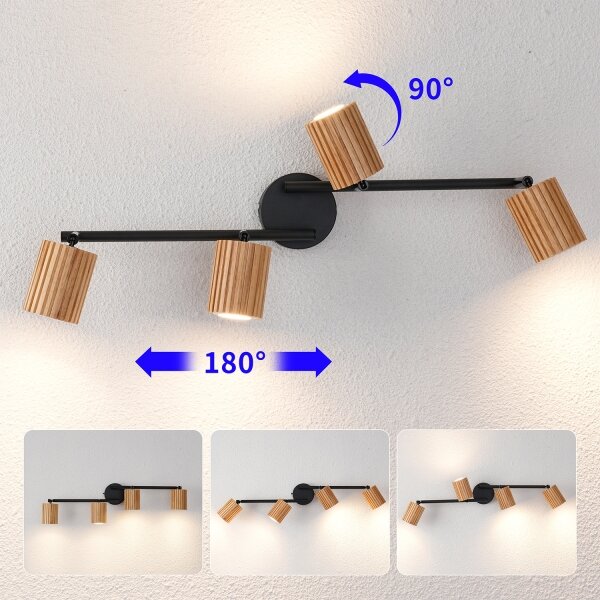 Brilagi - Faretto MODERN WOOD 4xGU10/8W/230V legno/nero