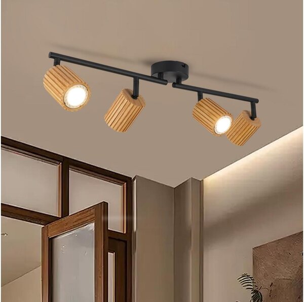 Brilagi - Faretto MODERN WOOD 4xGU10/8W/230V legno/nero