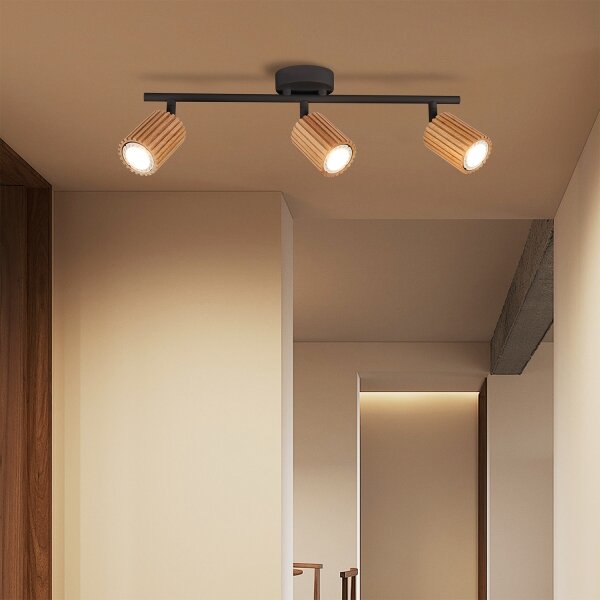 Brilagi - Faretto MODERN WOOD 3xGU10/8W/230V legno/nero