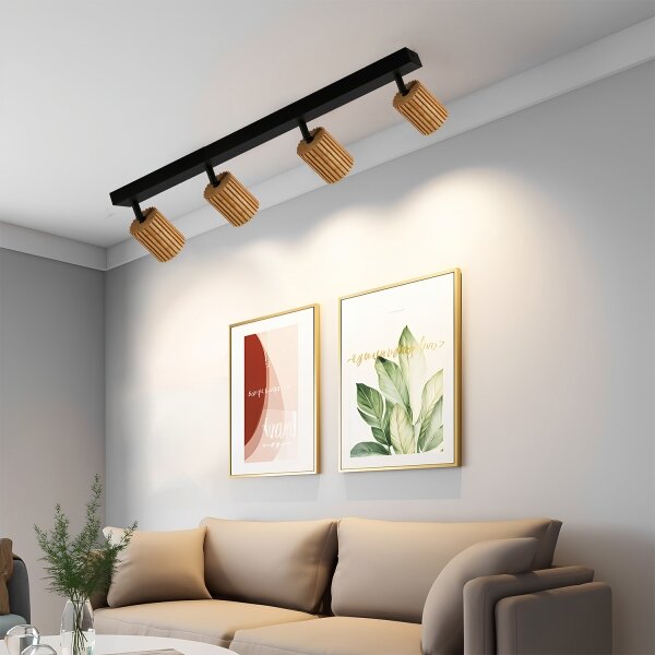 Brilagi - Faretto MODERN WOOD 4xGU10/8W/230V legno/nero