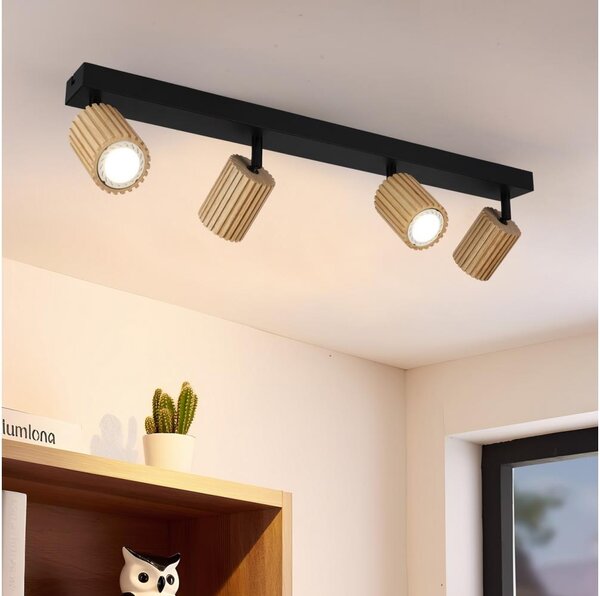 Brilagi - Faretto MODERN WOOD 4xGU10/8W/230V legno/nero
