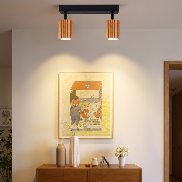 Brilagi - Faretto MODERN WOOD 2xGU10/8W/230V legno/nero