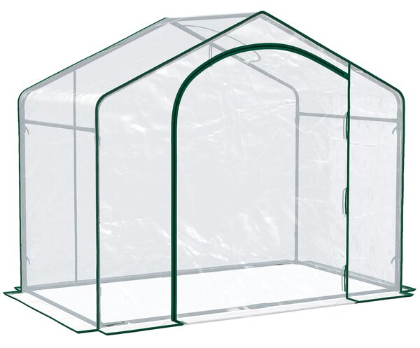 Serra da Esterno 180x100x152 cm con Ingresso a Zip e Presa d'Aria Superiore in Plastica e Acciaio Trasparente