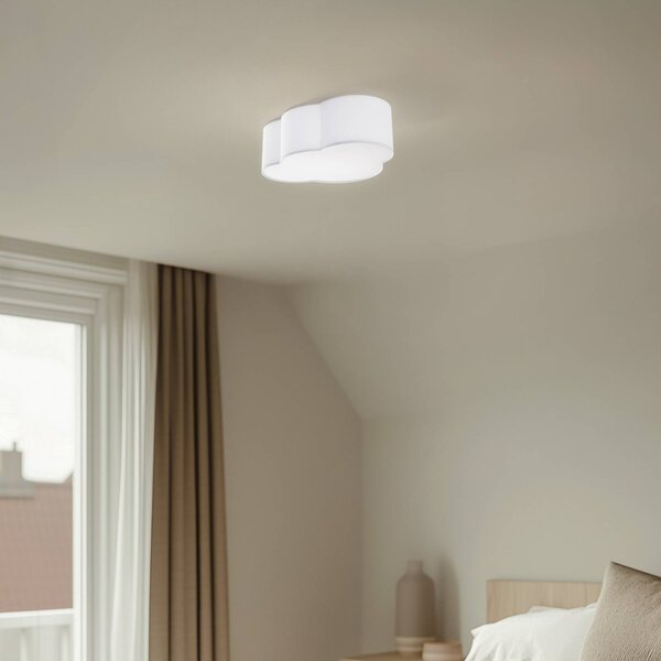 Plafoniera soffitto Cloud TK Lighting, dimmerabile, Bianco / Opale, Soggiorno / Sala da pranzo, Tessuto / Stoffa / Seta, Giovanile, Plafoniera