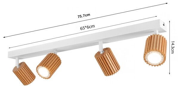 Brilagi - Faretto MODERN WOOD 4xGU10/8W/230V legno/bianco