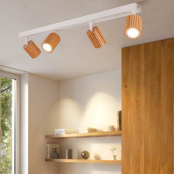 Brilagi - Faretto MODERN WOOD 4xGU10/8W/230V legno/bianco