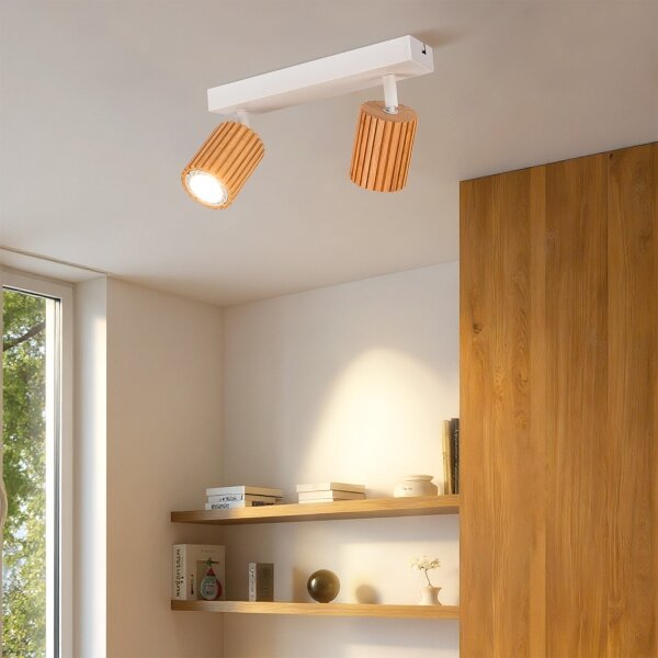 Brilagi - Faretto MODERN WOOD 2xGU10/8W/230V legno/bianco