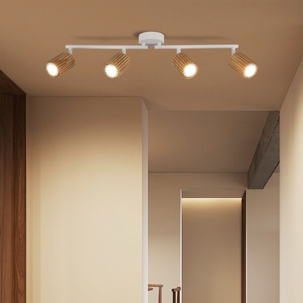 Brilagi - Faretto MODERN WOOD 4xGU10/8W/230V legno/bianco