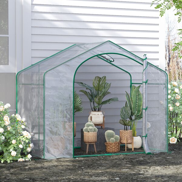 Outsunny Serra per Orto da Giardino con Ingresso a Zip e Presa d'Aria Superiore, in Plastica e Acciaio, 180x100x152 cm, Trasparente | Aosom Italy