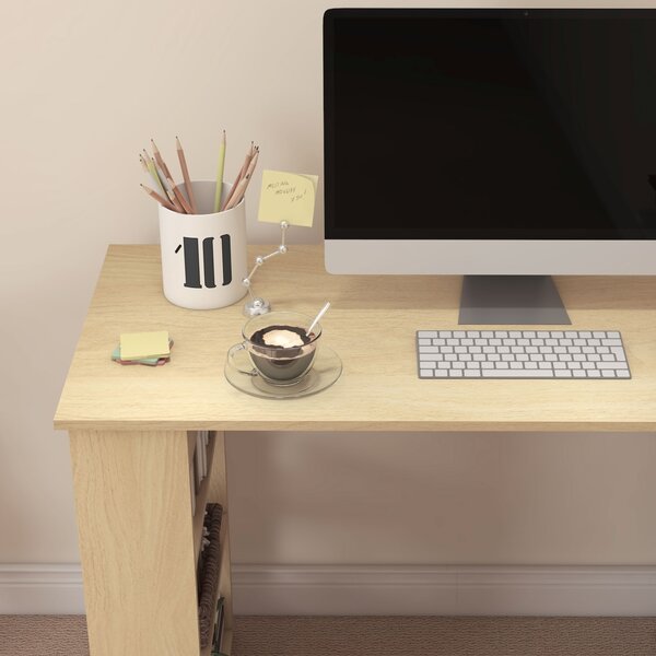 HOMCOM Scrivania angolare scrivania per computer modulabile libreria integrata + mensola 3 livelli bianco e legno naturale | Aosom Italy