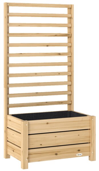 Outsunny Aiuola rialzata con traliccio in legno Foro di scarico Fodera in tessuto non tessuto 60 x 39 x 120 cm Legno naturale | Aosom Italy