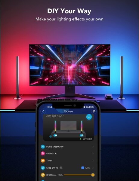 Govee - Smart Gaming WiFi Pannelli LED + Smart Dual controller Bianco Wi-Fi