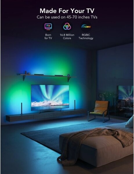 Govee - Pannello LED SMART RGBIC 38 cm per TV 43-75" - 2 pezzi Wi-Fi