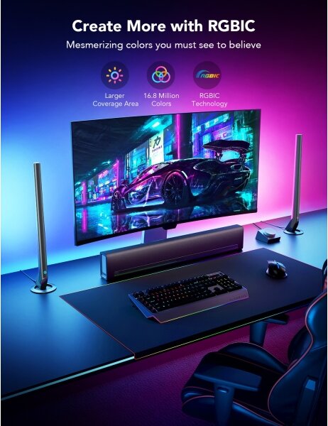 Govee - Smart Gaming WiFi Pannelli LED + Smart Dual controller Bianco Wi-Fi