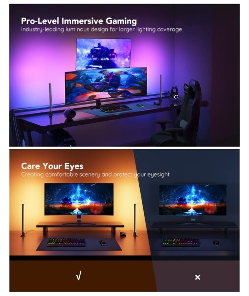 Govee - Smart Gaming WiFi Pannelli LED + Smart Dual controller Bianco Wi-Fi