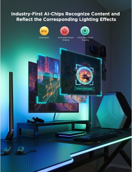 Govee - AI Sync Box Kit 2 Smart kit di illuminazione per PC 27-34" + pannelli LED Wi-Fi