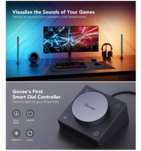 Govee - Smart Gaming WiFi Pannelli LED + Smart Dual controller Bianco Wi-Fi