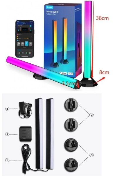 Govee - Pannello LED SMART RGBIC 38 cm per TV 43-75" - 2 pezzi Wi-Fi