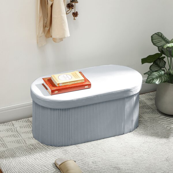 HOMCOM Pouf Contenitore Pieghevole 72 L Rivestito in Velluto 76x38x35 cm Grigio Scuro | Aosom Italy