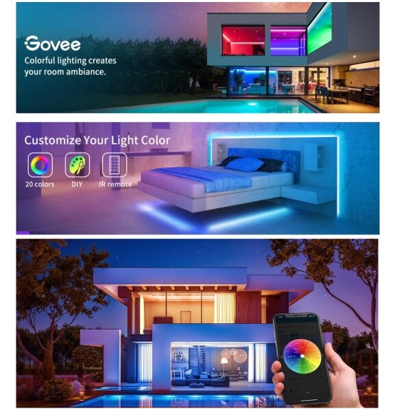 Govee - Striscia LED RGB dimmerabile SMART LED/36W/24V 10m Wi-Fi
