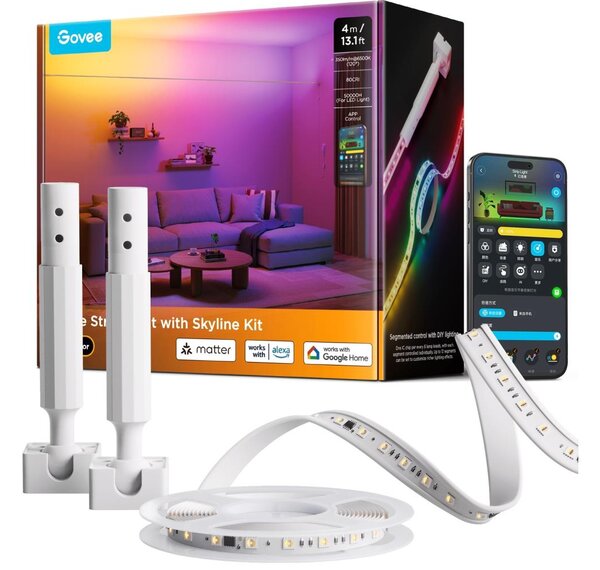 Govee - Striscia LED sospesa RGBICWW/36W/24V 4m Skyline Matter Wi-Fi