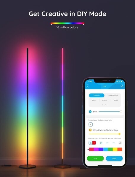 Govee - Lampada da terra dimmerabile LED RGBW LITE MATTER LED/24W/230V Wi-Fi