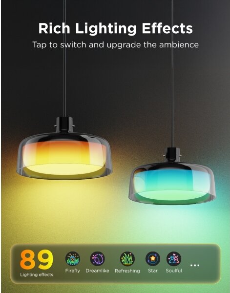 Govee - Lampadario sospeso LED RGBICWW dimmerabile su cavo LED/21W/230V compatibile Matter, Wi-Fi