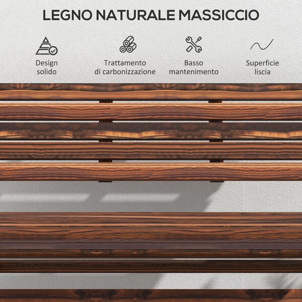 Outsunny Panchina da Giardino da 2 Posti Pieghevole, Panchina da Esterno a Doghe in Legno di Pino, Panca per Terrazza Patio e Cortile, 122x63x83 cm, Carbonizzato | Aosom Italy