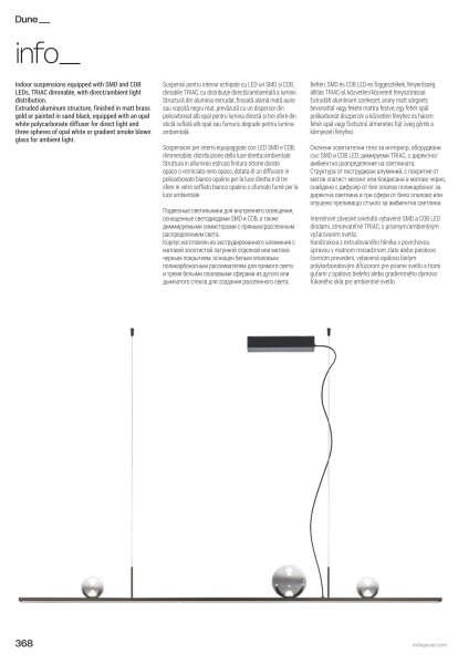 Redo 01-4302 - Sospensione dimmerabile a LED su cavo DUNE LED/48W/230V nero/fumé