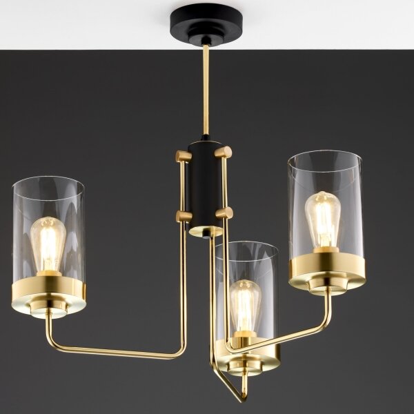 Jupiter 2087 - Lampadario a stelo RAMIREZ 3xE27/15W/230V dorato/nero