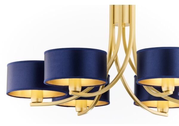 Jupiter 2095 - Lampadario con catena ARTHUR 6xE27/15W/230V blu/oro