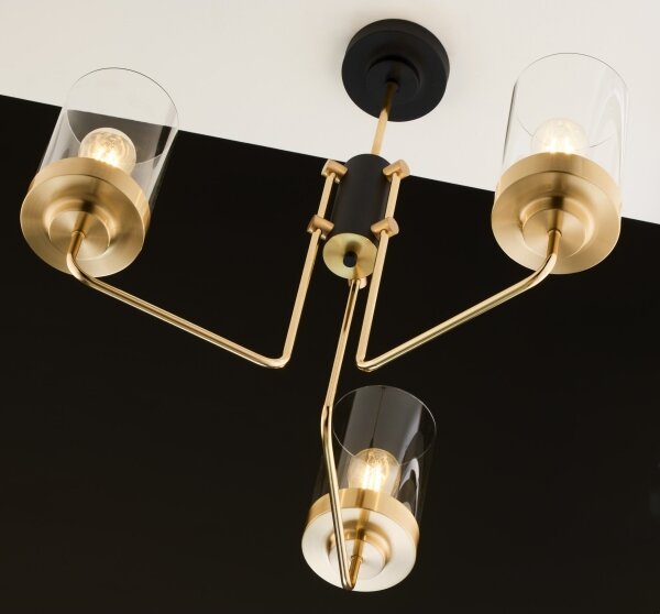 Jupiter 2087 - Lampadario a stelo RAMIREZ 3xE27/15W/230V dorato/nero