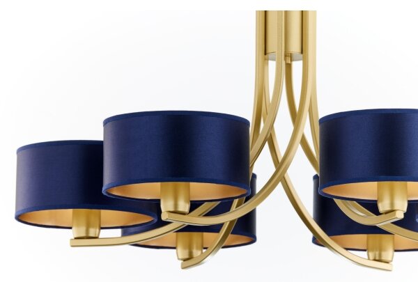 Jupiter 2095 - Lampadario con catena ARTHUR 6xE27/15W/230V blu/oro