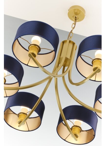 Jupiter 2095 - Lampadario con catena ARTHUR 6xE27/15W/230V blu/oro
