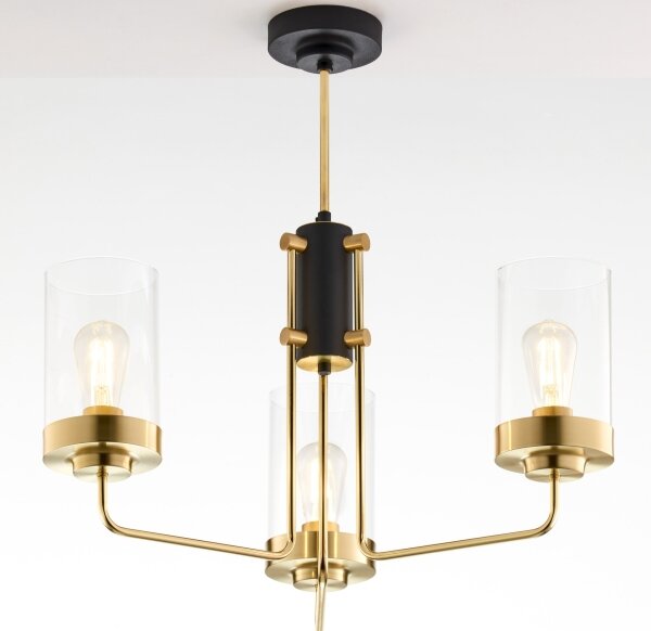 Jupiter 2087 - Lampadario a stelo RAMIREZ 3xE27/15W/230V dorato/nero