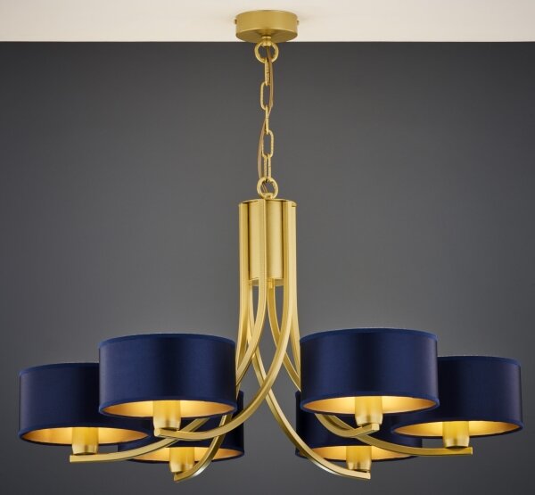 Jupiter 2095 - Lampadario con catena ARTHUR 6xE27/15W/230V blu/oro