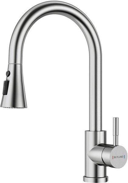 Moderni rubinetti da cucina in acciaio inossidabile con doccetta estraibile a 3 posizioni, rubinetto da cucina moderno a colonna alta